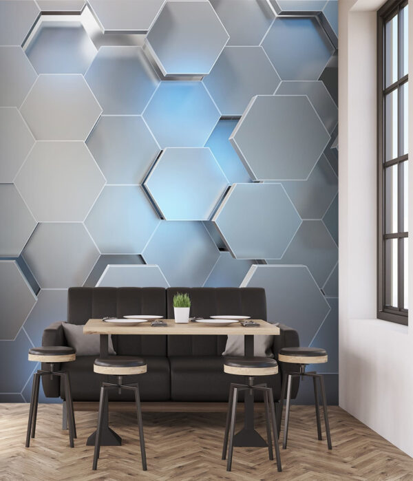 Motif métallique moderne hexagonal Papier peint Motif métallique moderne hexagonal