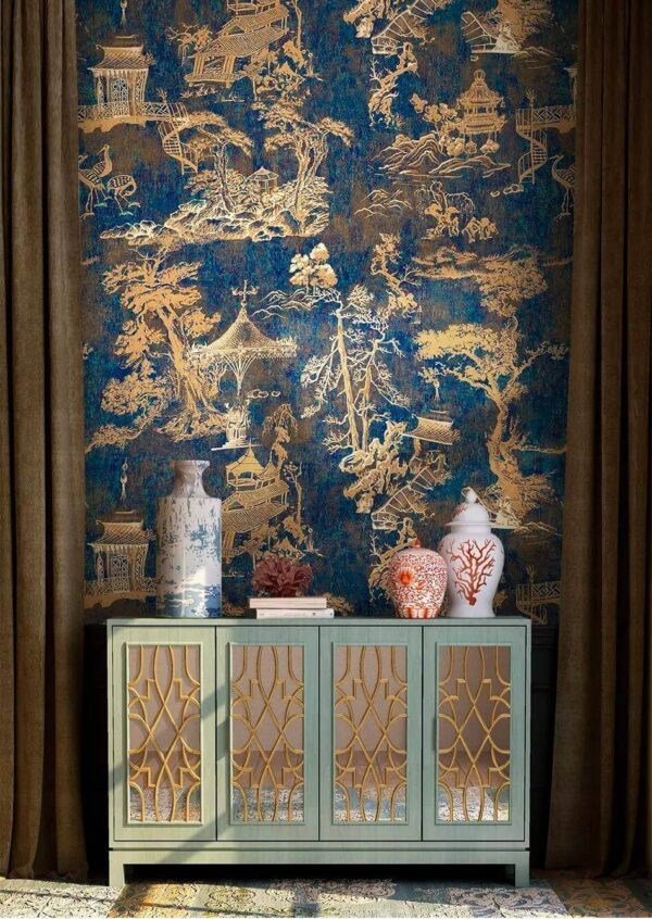 Motifs complexes sur toile bleu foncé Papier peint Motifs complexes sur toile bleu foncé