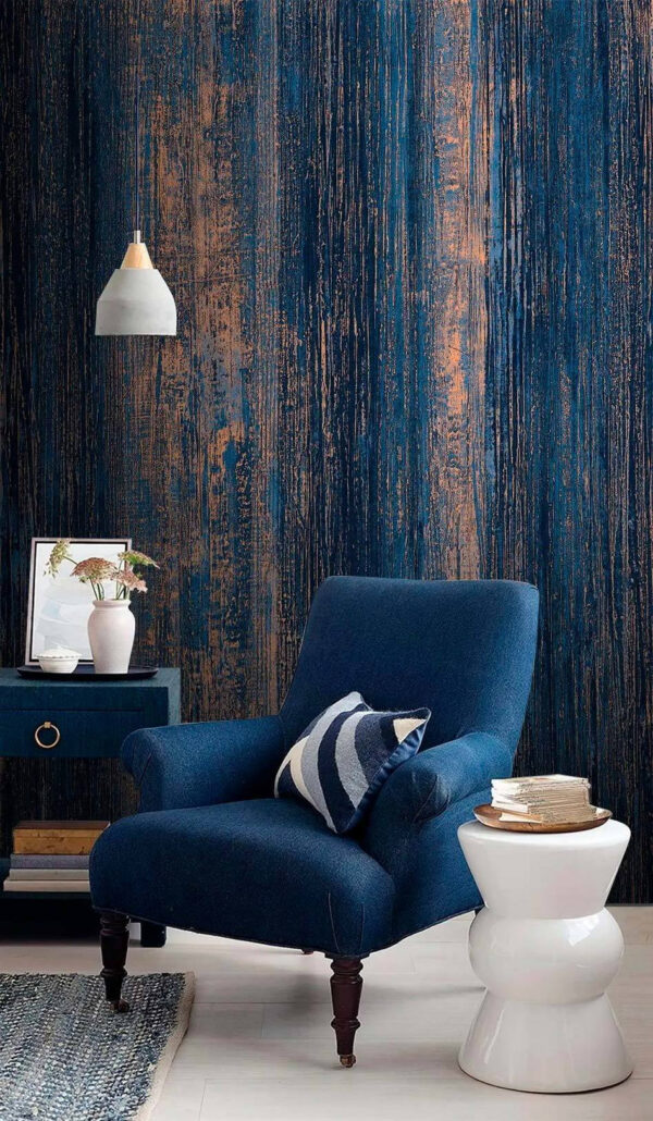 Motif texturé bleu et bronze Papier peint Motif texturé bleu et bronze