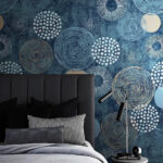 Papier peint Motif de cercle bleu et blanc