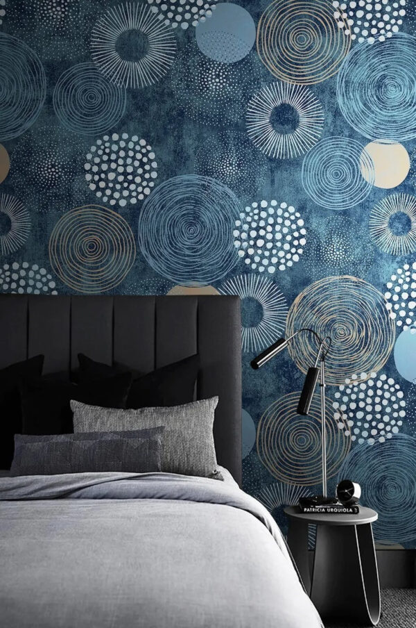 Motif de cercle bleu et blanc Papier peint Motif de cercle bleu et blanc