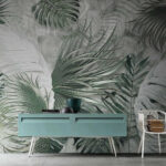 Papier peint Feuilles tropicales aux motifs complexes.