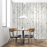 Papier peint Dessin de motifs de bouleaux d'hiver
