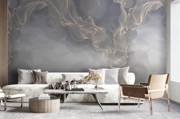 Fond gris et blanc avec des cercles et des lignes Papier peint Fond gris et blanc avec des cercles et des lignes