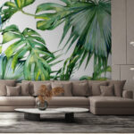 Papier peint Feuilles tropicales dans un motif aquarelle