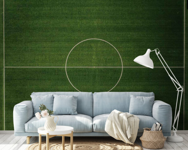 Terrain de football avec un cercle blanc Papier peint Terrain de football avec un cercle blanc