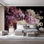 Papier peint Des fleurs délicates aux teintes douces