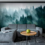 Papier peint Groupe d'arbres dans le brouillard