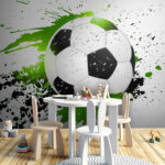 Papier peint Ballon de football avec éclaboussures artistiques.