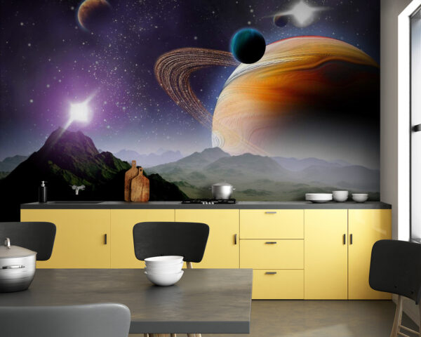Planètes et étoiles dans l'espace Papier peint Planètes et étoiles dans l'espace