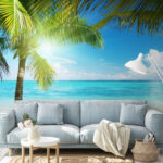 Papier peint Palmiers sur une plage