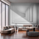 Papier peint Couloir blanc avec des ombres sur le mur