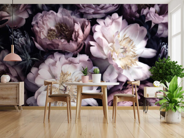 Des fleurs épanouies dans des teintes douces Papier peint Des fleurs épanouies dans des teintes douces