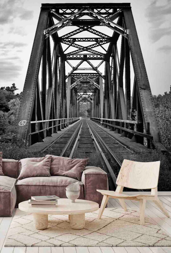Voies ferrées traversant un pont Papier peint Voies ferrées traversant un pont