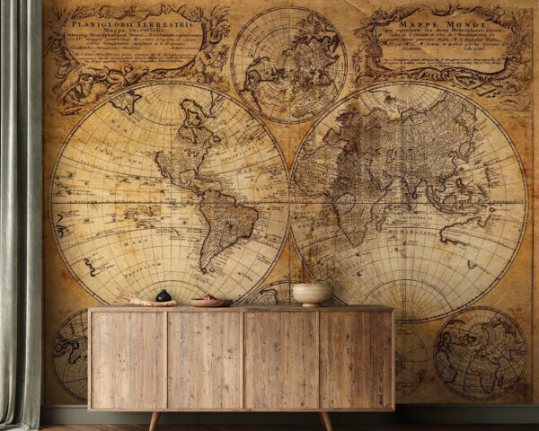Carte du monde ancienne représentant les continents Papier peint Carte du monde ancienne représentant les continents