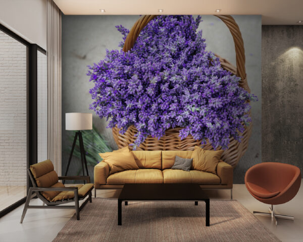Panier de fleurs violettes Papier peint Panier de fleurs violettes
