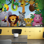 Papier peint Groupe d'animaux dans la jungle