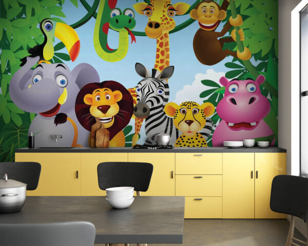 Groupe d'animaux dans la jungle Papier peint Groupe d'animaux dans la jungle