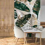 Papier peint Feuilles tropicales aux motifs abstraits.
