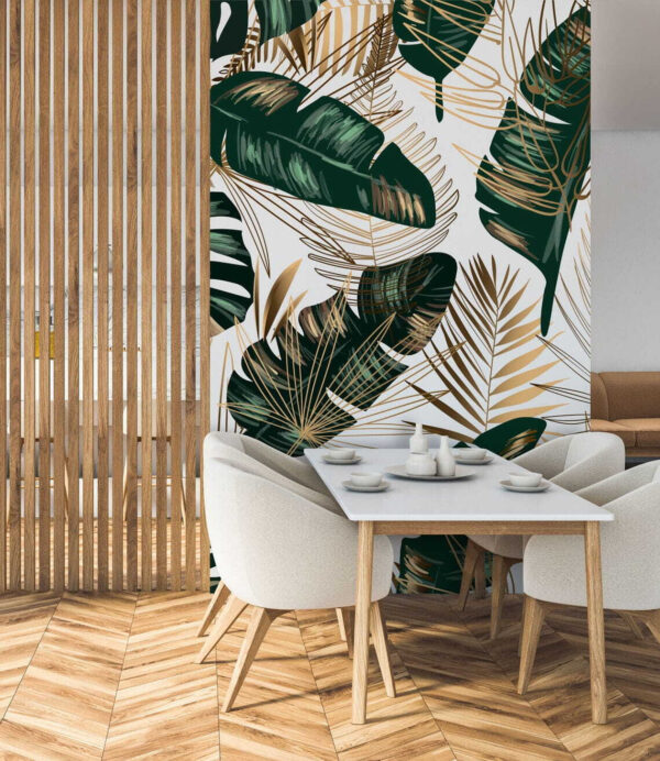 Feuilles tropicales aux motifs abstraits Papier peint Feuilles tropicales aux motifs abstraits
