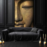 Papier peint Visage serein d'une statue de Bouddha.
