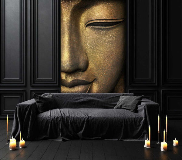 Visage serein d'une statue de Bouddha Papier peint Visage serein d'une statue de Bouddha