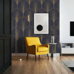 Papier peint Élégant motif d'éventail art déco.