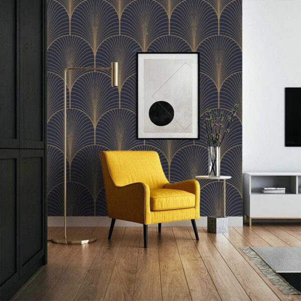 Élégant motif d'éventail art déco Papier peint Élégant motif d'éventail art déco