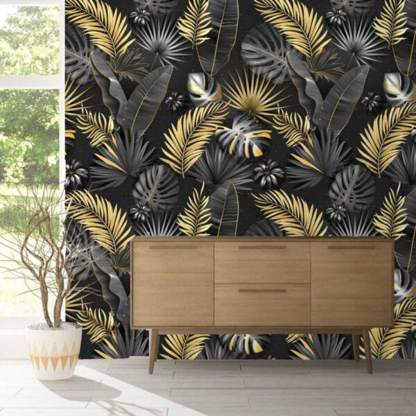 Motif élégant de feuilles tropicales Papier peint Motif élégant de feuilles tropicales