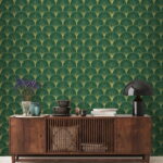 Papier peint Motif vert et jaune