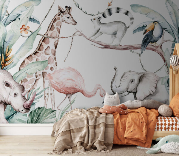 Aquarelle d'un rhinocéros Papier peint Aquarelle d'un rhinocéros