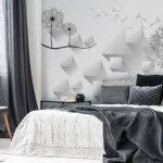 Papier peint Fleurs de pissenlit sur fond blanc