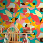 Papier peint Motif coloré avec des cercles et des points