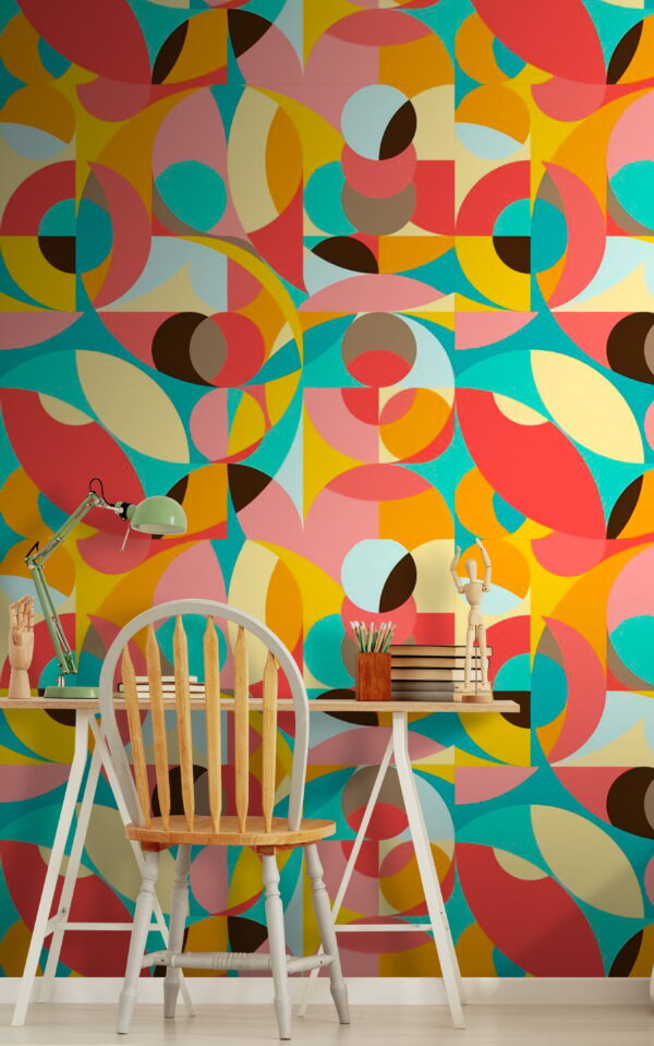 Motif coloré avec des cercles et des points Papier peint Motif coloré avec des cercles et des points
