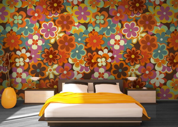 Fleur colorée avec un centre jaune Papier peint Fleur colorée avec un centre jaune