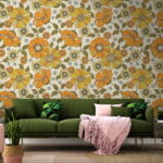 Papier peint Motif de fleurs et de feuilles