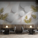 Papier peint Motif floral blanc et vert