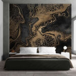 Papier peint Vagues abstraites sur une toile sombre
