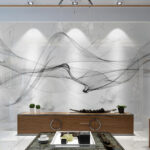 Papier peint Vagues abstraites sur fond de marbre.