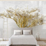 Papier peint Arbre à fleurs blanches