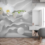 Papier peint Boule blanche sur une surface blanche