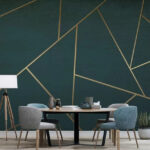 Papier peint Lignes géométriques sur fond texturé foncé.