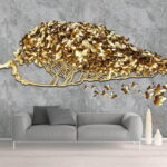 Papier peint Arbre avec des papillons qui s'envolent