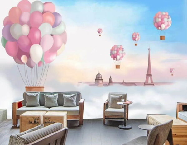 Bouquet de ballons dans le ciel Papier peint Bouquet de ballons dans le ciel
