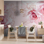 Papier peint Groupe de roses roses