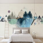 Papier peint Eau et arbres dans un paysage