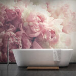 Papier peint Bouquet de fleurs roses et blanches