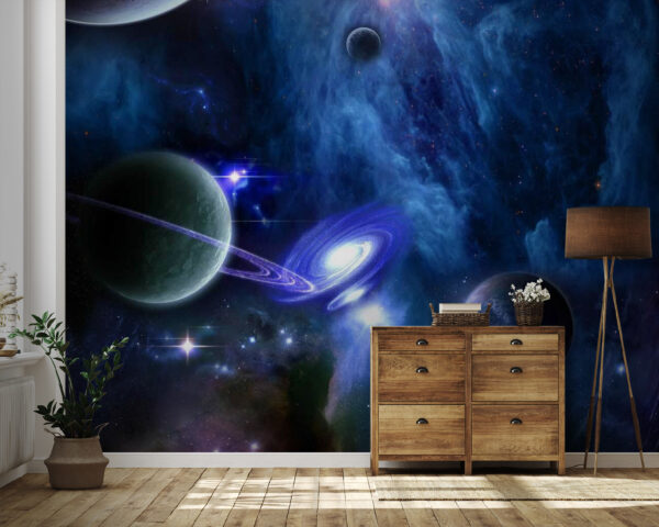 Planète dans l'espace avec des étoiles Papier peint Planète dans l'espace avec des étoiles