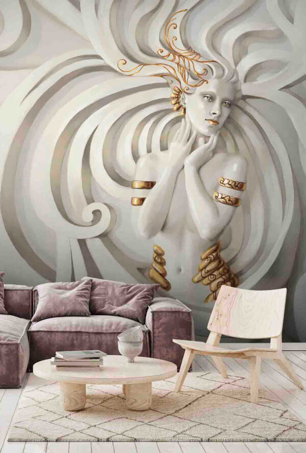 Figure élégante aux motifs tourbillonnants Papier peint Figure élégante aux motifs tourbillonnants