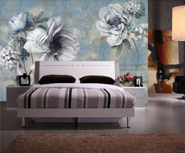 Papier peint Peinture de fleurs et de notes